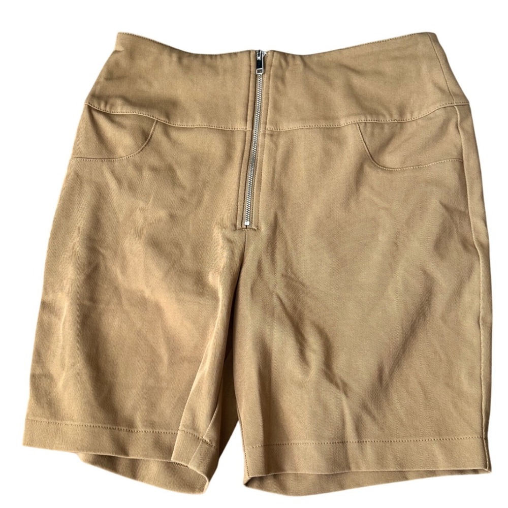 Daniele Bernstein Womens Tan High Waist‎ Zipper Shorts Casual Career Size 4
